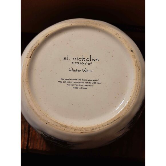 St Nicholas Square 6" Winter White Deer Cabin Christmas Tree Soup Cereal Bowl - Picture 5 of 5